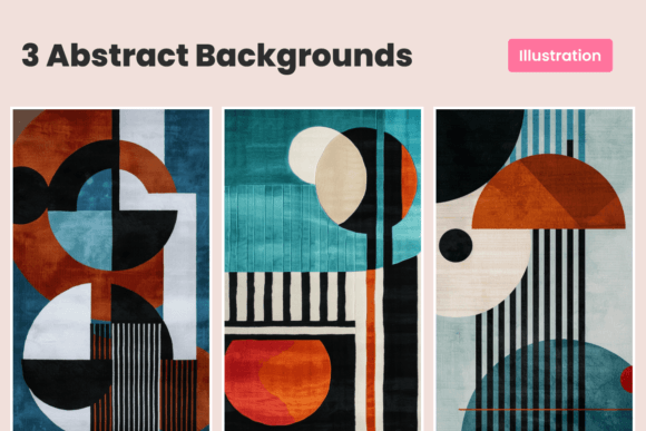 Download 3 Abstract Illustrations | Geometric Art - Illustrations Collection