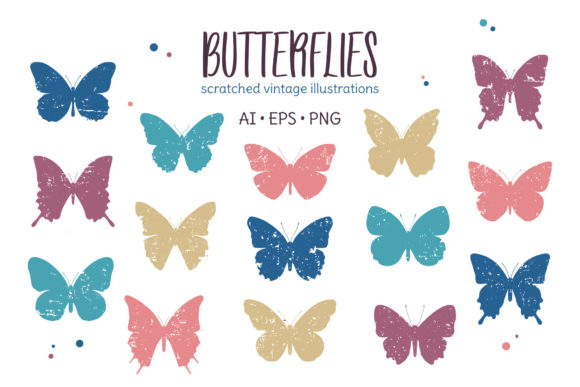Download Butterflies Scratched Illustrations - Illustrations Collection