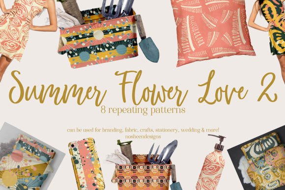 Download Summer Flower Love 2 Repeating Patterns - Premium Resources
