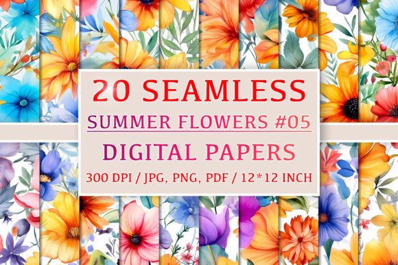 Download 20 Seamless Summer Flower Patterns #5 - Summer flower patterns Collection