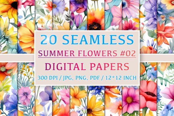 Download 20 Seamless Summer Flower Patterns #2 - Summer flower patterns Collection