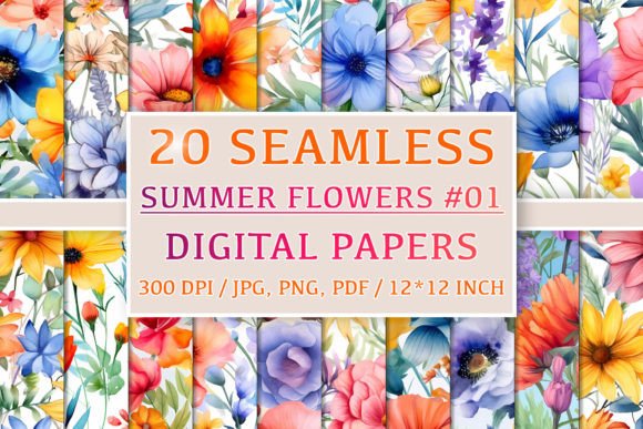 Download 20 Seamless Summer Flower Patterns #1 - Summer flower patterns Collection